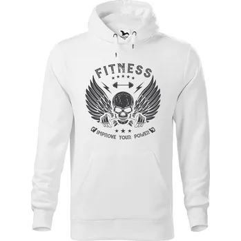 Pánská mikina DOBRÝ TRIKO Pánská mikina s potiskem Fitness Velikost pánské mikiny: S, Barva: Bílá
