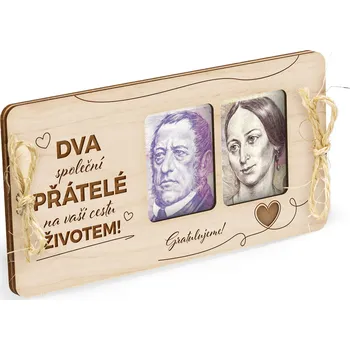 Svatební dekorace FK Dřevěná obálka na peníze 20x10cm - Svatební dar - Dva společní přátelé