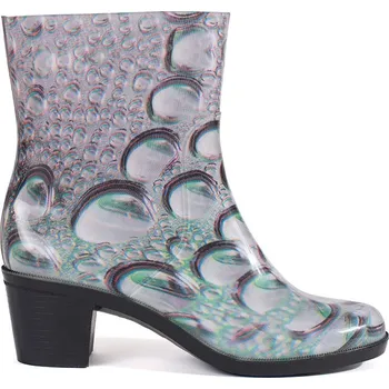 Dámské holínky Holínky s kapkami na podpatku, podpatek 6 cm KAL-KROPLE-G Velikost: 41