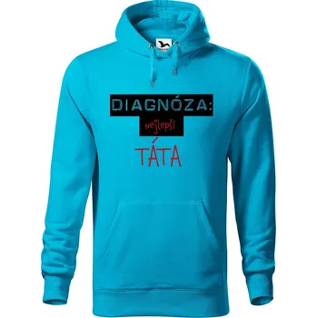 Pánská mikina DOBRÝ TRIKO Pánská mikina s potiskem Diagnóza TÁTA Velikost pánské mikiny: S, Barva: Tyrkysová