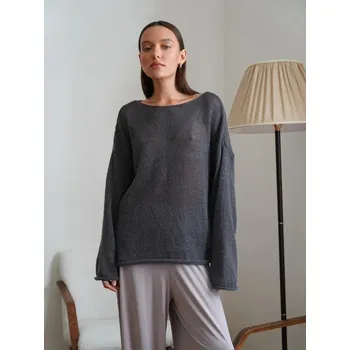 Dámský svetr Lehký průhledný svetr Barva: Šedá, Velikost: L