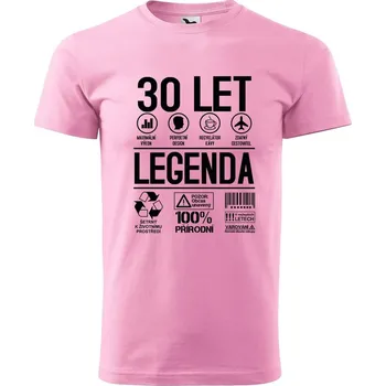 Pánské tričko DOBRÝ TRIKO Pánské tričko s potiskem 30 let legenda symboly Velikost: M, Barva: Růžová