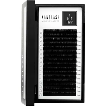 Umělé řasy Umělé řasy pro prodlužování Nanolash - 0.12 zakřivení C 11mm 16 proužků