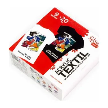 Speciální výtvarná barva Sada barev pro textil Rosa 9x20ml Style (Sada barev pro textil Rosa 9x20ml Style)