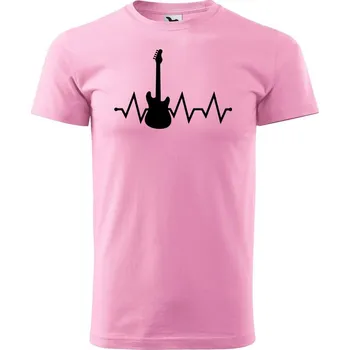Pánské tričko DOBRÝ TRIKO Pánské tričko s potiskem Tep kytara Velikost: XL, Barva: Růžová
