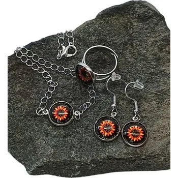 Souprava šperků Sada "Ohnivé květiny" - 12mm