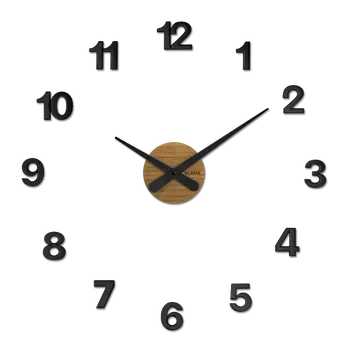 Hodiny VLAHA Luxusní dubové nalepovací hodiny MINIMAL vyrobené v Čechách - černé ⌀59cm VCT1143 (hodiny s vůní dubového dřeva a certifikátem pravosti a datem výroby)