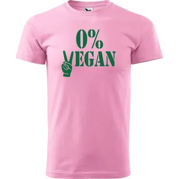 Pánské tričko DOBRÝ TRIKO Pánské tričko s potiskem 0% VEGAN zelený potisk Velikost: XL, Barva: Růžová
