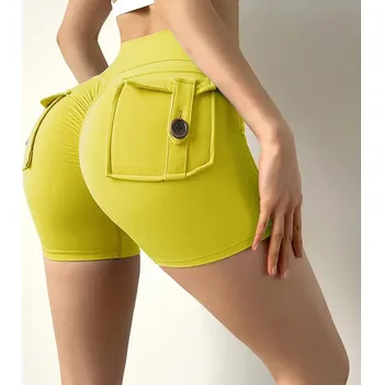 Dámské kraťasy Push up šortky s kapsami Velikost: M, Barva (Varianta): Žlutá