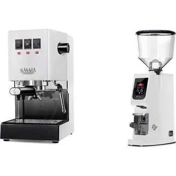 Kávovar Gaggia Classic E24, white + Eureka Atom W 75, white