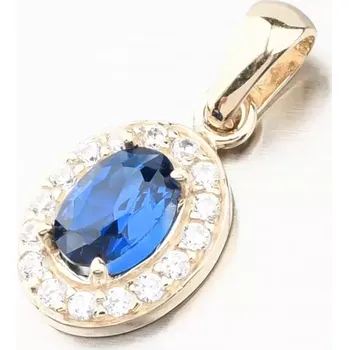 Přívěsek Dámský přívěsek žluté zlato 585 zirkon safír 53GZ-8056-ZL-SAF