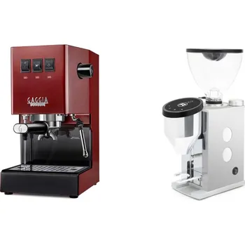 Kávovar Gaggia Classic E24, red + Rocket Espresso FAUSTINO 3.1, white
