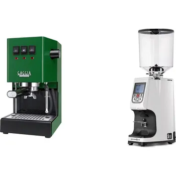 Kávovar Gaggia Classic E24, green + Eureka Atom Specialty 75, white