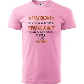Pánské tričko DOBRÝ TRIKO Pánské tričko s potiskem Opravář pravidla Velikost: L, Barva: Růžová