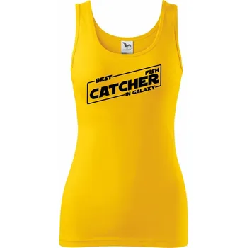 Dámské tričko Rybaření - Best fish catcher in galaxy - Dámské tílko - XL ( Žlutá )