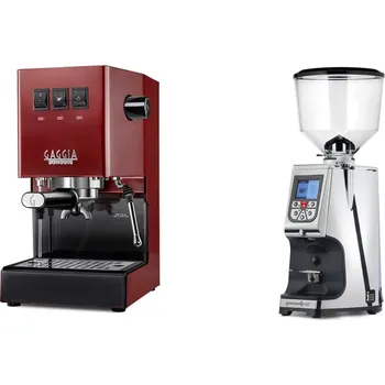 Kávovar Gaggia Classic E24 BC, red + Eureka Atom Specialty 65, chrome