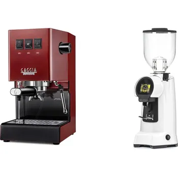 Kávovar Gaggia Classic E24 BC, red + Eureka Helios 65, white