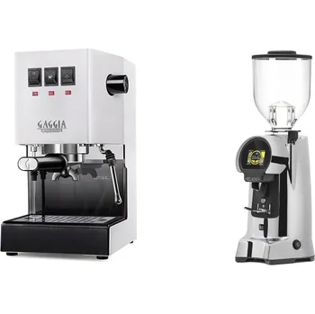 Kávovar Gaggia Classic E24, white + Eureka Helios 75, chrome