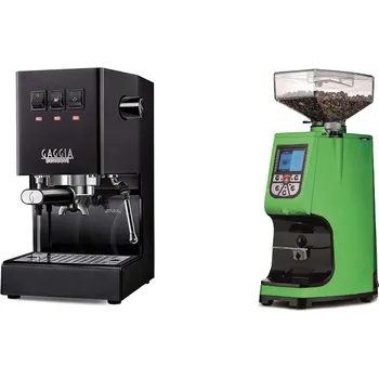 Kávovar Gaggia Classic E24, black + Eureka Atom 60, kawasaki green