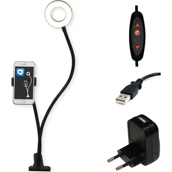 Lampička TOP-LIGHT Neck C LED stolní lampa s držákem na telefon NECK C, 5W, teplá bílá-studená bílá, černá