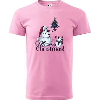 Pánské tričko DOBRÝ TRIKO Pánské tričko s potiskem Merry christmas! Velikost: L, Barva: Růžová