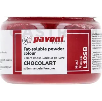 Potravinářské barvivo Práškové barvivo na bázi kakaového másla červené 40 g | PAVONI, L10SB