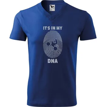 Pánské tričko DOBRÝ TRIKO Pánské V tričko s potiskem Moto DNA Velikost: S, Barva: Královská modrá