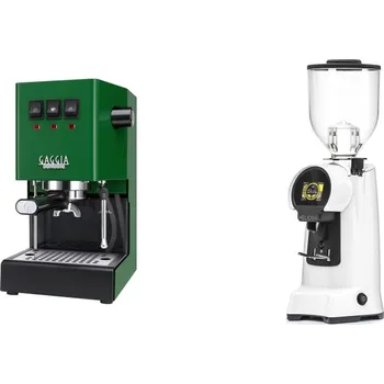 Kávovar Gaggia Classic E24, green + Eureka Helios 65, white