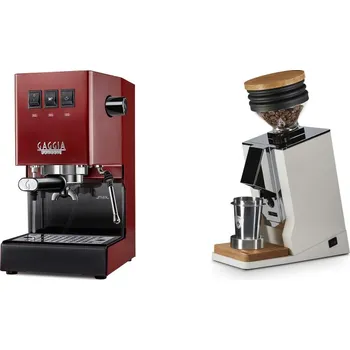 Kávovar Gaggia Classic E24, red + Eureka Mignon Single Dose, White & Oak
