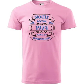 Pánské tričko DOBRÝ TRIKO Pánské tričko s potiskem Skvělý ročník 1974 Velikost: L, Barva: Růžová