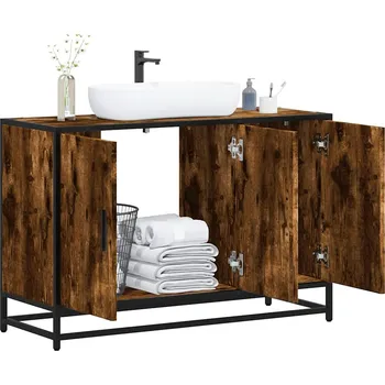 Koupelnový nábytek Koupelnová skříňka pod umyvadlo kouřový dub 90x33x60cm kompozit Hnědá 849271