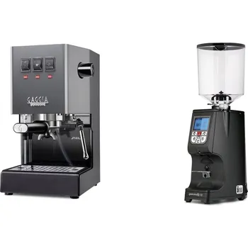 Kávovar Gaggia Classic E24 BC, grey + Eureka Atom Specialty 75, black