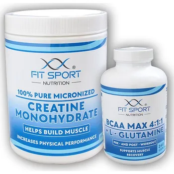 Kreatin 100% Creatine Monohydrate 550g + BCAA MAX 4:1:1 + L-Glutamine 240 caps