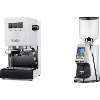 Kávovar Gaggia Classic E24, white + Eureka Atom Specialty 75, chrome