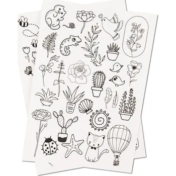 kreativní sada Manumi vodou rozpustný podklad na vyšívání s motivy rostlin a zvířat