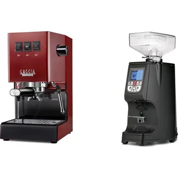Kávovar Gaggia Classic E24, red + Eureka Atom 60, black