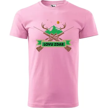 Pánské tričko DOBRÝ TRIKO Pánské tričko s potiskem Lovu zdar Velikost: L, Barva: Růžová