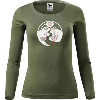 DOBRÝ TRIKO Dámské tričko s potiskem Na řece dlouhý rukáv Velikost: XL, Barva: Khaki