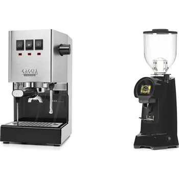 Kávovar Gaggia Classic E24, stainless steel + Eureka Helios 75, black