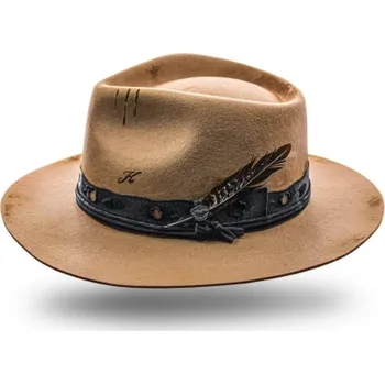 Klobouk Béžový pevný klobouk fedora - Quinn - vintage - limitovaná kolekce Queen Velikost: 59 cm (L)