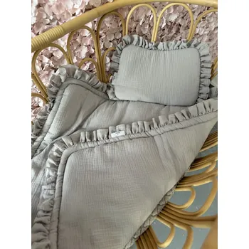 Dívčí mikina Mimilove Mušelínový set polštářku s peřinkou VOLÁNKY Šedý