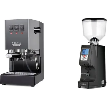 Kávovar Gaggia Classic E24, grey + Eureka Atom Specialty 65, black
