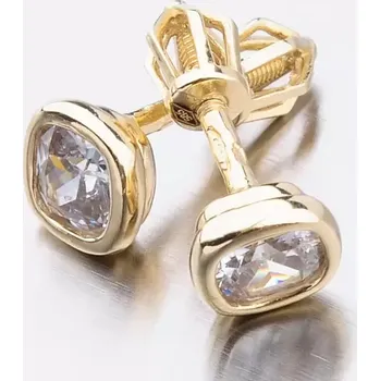 Náušnice Dámské náušnice žluté zlato 585 zirkon v žlutém s hranatým 52GZ-8029Z-SR