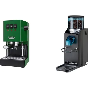 Kávovar Gaggia Classic E24 BC, green + Rancilio Rocky Doserless, black