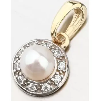Přívěsek Dámský přívěsek žluté zlato 585 perly a se zirkony 53GZ-2393-ZL
