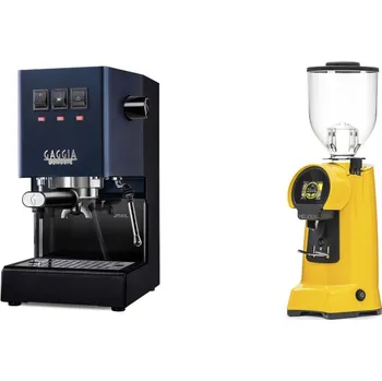 Kávovar Gaggia Classic E24, blue + Eureka Helios 65, yellow