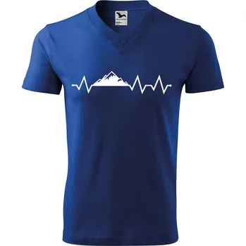 Pánské tričko DOBRÝ TRIKO Pánské V tričko s potiskem Tep hory Velikost: S, Barva: Královská modrá