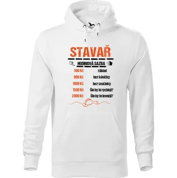 Pánská mikina DOBRÝ TRIKO Pánská mikina s potiskem Hodinová sazba stavař Velikost pánské mikiny: XL, Barva: Bílá