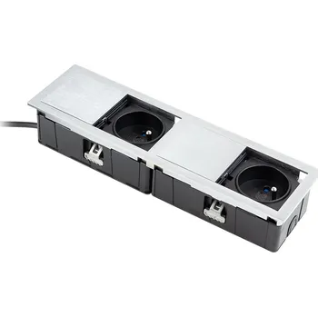 Elektrická zásuvka VERSALOGIC VersaHit Mono combi 2x230V, broušený hliník