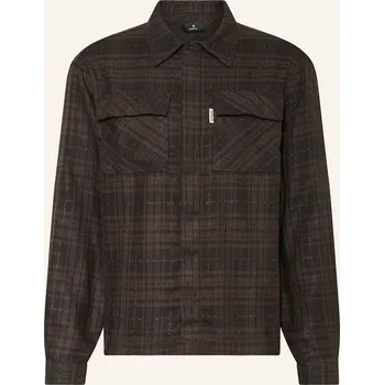 Pánská košile Represent Pánská Lehká Flanelová Bunda, tmavě hnědá / šedá, 48